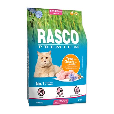 RASCO Premium Cat Kibbles Sensitive, Turkey, Chicory, Root Lactic acid bacteria 2 kg