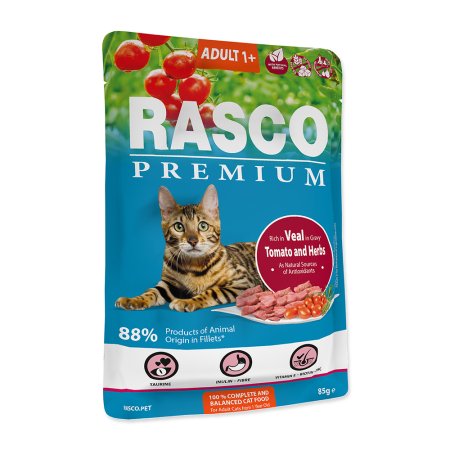 Kapsička RASCO Premium Cat Pouch Adult, Veal, Hearbs 85 g