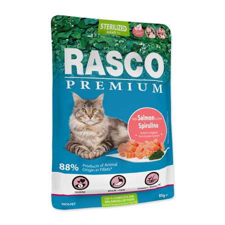 Kapsička RASCO Premium Cat Pouch Sterilized, Salmon, Spirulina