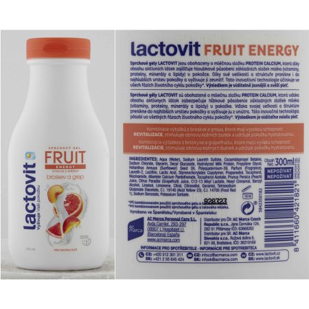 Lactovit Fruit energy sprchový gel broskev a grep 300 ml