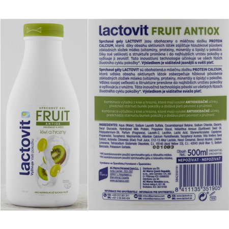 Lactovit Fruit antiox sprchový gel kiwi a hrozny 500 ml