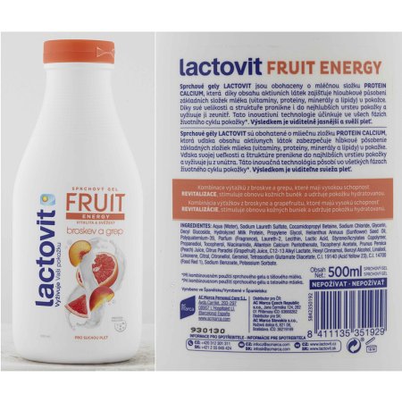 Lactovit Fruit energy sprchový gel broskev a grep 500 ml