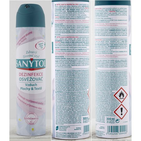 Sanytol dezinfekce osvěžovač vzduchu ploch a textilií květinová vůně 300 ml