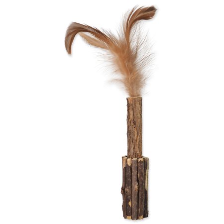 Hračka MAGIC CAT Natural Fun dřívko s přírodními pírky 15cm