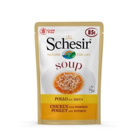 Schesir Cat kapsa Adult Soup kuře/dýně 85g