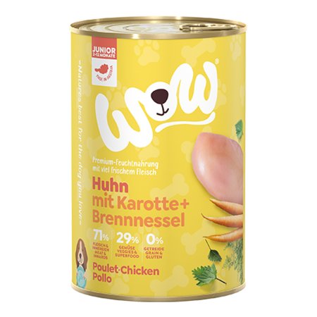 WOW konzerva Kuřecí s karotkou Junior 400g 