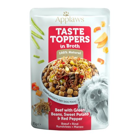 Applaws kapsička Dog Taste Toppers Broth Hovězí s batáty 85g