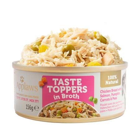 Applaws konzerva Dog Taste Toppers Broth Kuře s lososem 156g