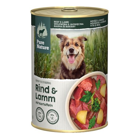 Pure Nature Dog Adult konzerva Hovězí a Jehněčí 400g