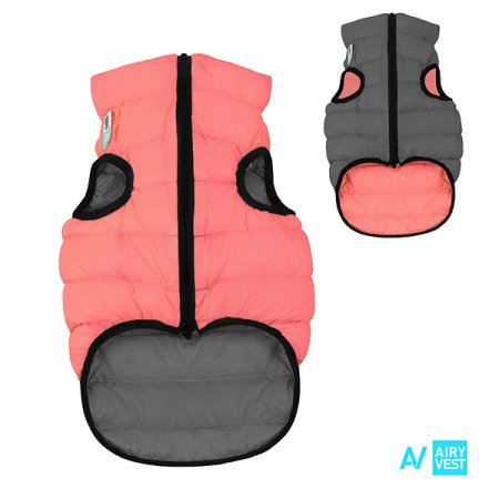 AiryVest bunda pro psy korálová/šedá M 40