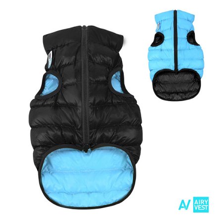 AiryVest bunda pro psy černá/modrá M 40