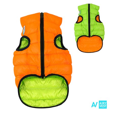 AiryVest bunda pro psy oranžová/zelená S 40