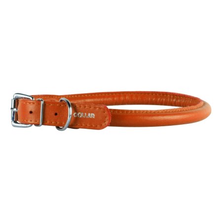 Obojek kožený Glamour Round - oranžový (45-53cm/13mm)