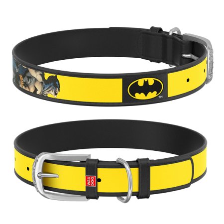 WAUDOG obojek kožený DC Batman logo (20-28cm/1,2cm)