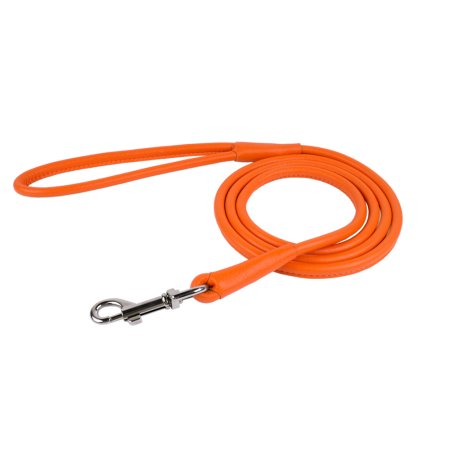 Vodítko kožené Glamour Round - oranžové (122cm/10mm)