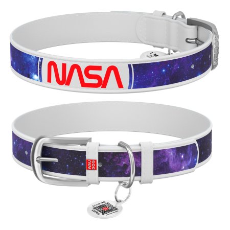 WAUDOG obojek kožený NASA21 bílý (19-25cm/1,2cm)