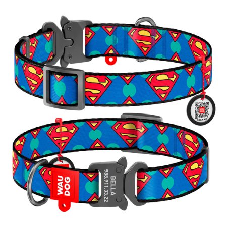 WAUDOG obojek nylonový DC Superman Logo Fastex QR (33-49cm/2,5cm) 