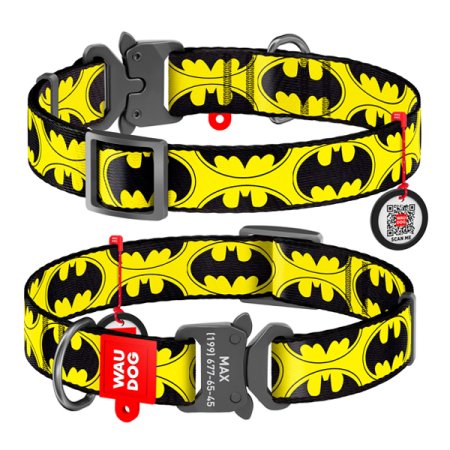 WAUDOG obojek nylonový DC Batman logo Fastex QR (37-58cm/2,5cm)