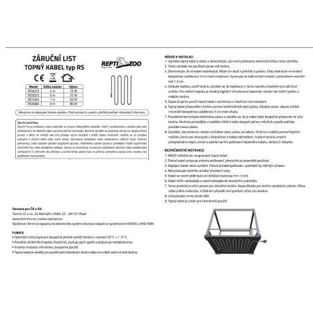 ReptiZoo Topný kabel RS 50W 7m