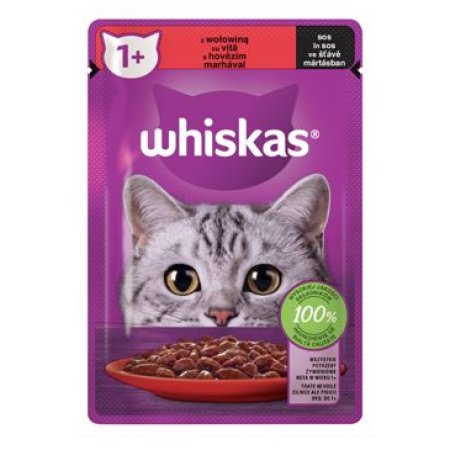 Whiskas kapsička s hovězím ve šťávě 85 g