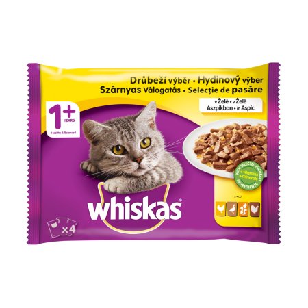 Whiskas kapsička Drůbeží výběr v želé 4 x 85 g