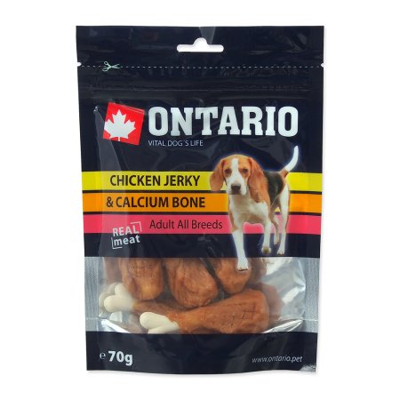 ONTARIO pochoutka Chicken Jerky + Calcium 70g