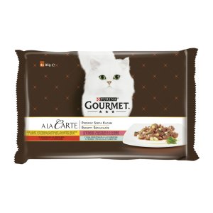 Gourmet A la Carte kuře s těstovinou, hovězí a pstruh se zeleninou, tmavá treska multipack 4 x 85 g