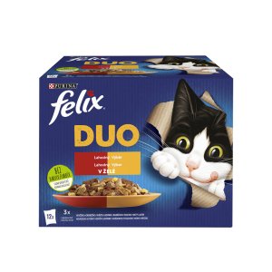 Felix Fantastic Duo kuře a ledvinky / hovězí a drůbeží / krůta a játra / jehněčí a telecí Multipack 12 x 85 g