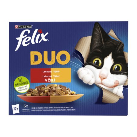 Felix Fantastic Duo kuře a ledvinky / hovězí a drůbeží / krůta a játra / jehněčí a telecí Multipack 12 x 85 g