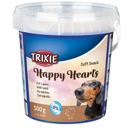 Soft Snack Happy Hearts - srdíčka jehněčí s rýží, kyblík 500 g