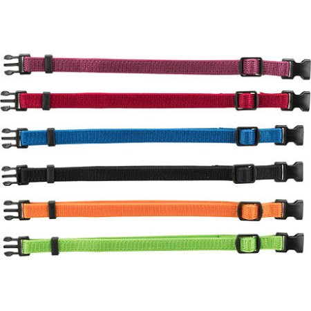 Balení nylon.rozeznávacích obojků pro štěňata M-L 22-35cm/10mm čn,čv,md,zel,or,fi