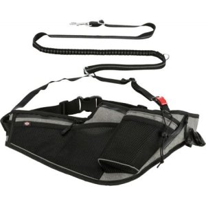 Trixie Joggingový pás s vodítkem, pás: 70-130 cm, vodítko 1.15-1.50 m, 20mm, šedá