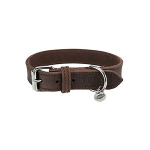Kožený obojek RUSTIC - tmavě-hnědá L