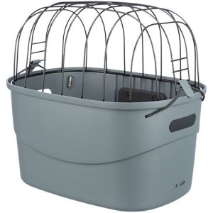 Trixie Plastová přepravka s drátěným víkem na kolo (řidítka), 42 x 39 x 30 cm, šedá (do 5 kg)
