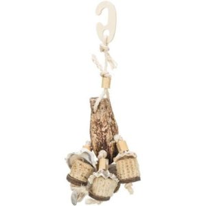 Trixie Závěsná přírodní hračka pro papoušky, mahagon/mušle, 26 cm