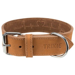 Trixie Rustic kožený obojek Heartbeat - hnědá M:38-47cm/40mm