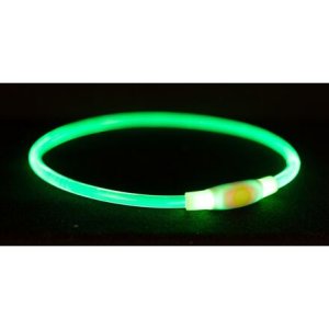 Trixie Flash light ring USB, blikací obojek, zelená S-M: 40 cm/ 8 mm
