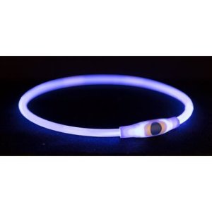 Trixie Flash light ring USB, blikací obojek, modrá L-XL: 65 cm/ 8 mm