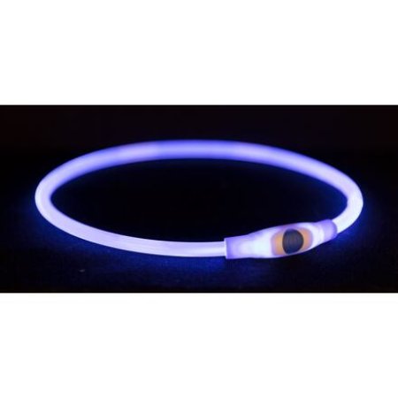 Trixie Flash light ring USB, blikací obojek, modrá L-XL: 65 cm/ 8 mm