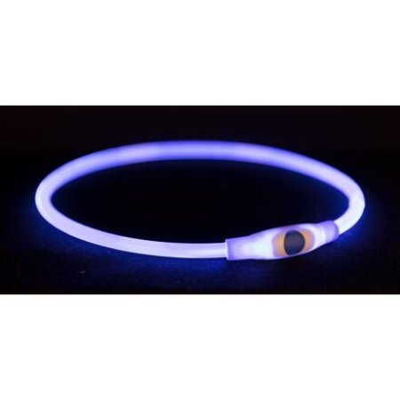 Flash light ring USB, blikací obojek, modrá L-XL: 65 cm/ 8 mm