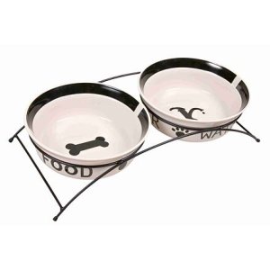 Trixie Set keramických misek se stojánkem, 2 × 0,25 l/ 13 cm/ 27 × 7 × 14 cm