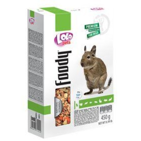 LOLO BASIC kompletní krmivo pro osmáky degu 450 g krabička