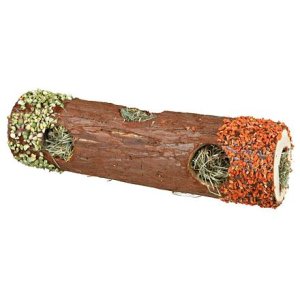 Trixie Dřevěný tunel se senem a květy ibišku, mrkví a hráškem 9 x 30 cm, 35 g