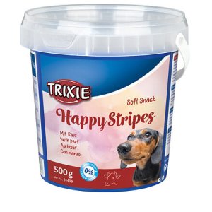 Trixie Soft Snack Happy Stripes - hovězí pásky, kyblík 500 g