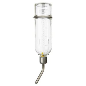 Trixie Skleněná napáječka s kovovým pítkem pro činčily a králíky 500 ml