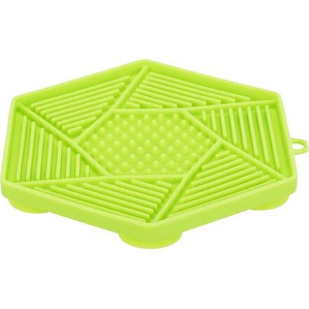 Lick’n’Snack HEXAGON s přísavkami - podložka k pomalému krmení, 17 cm, TPR/plast, zelená