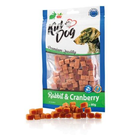 KIDDOG mini kostičky s králíkem a brusinkami 80 g