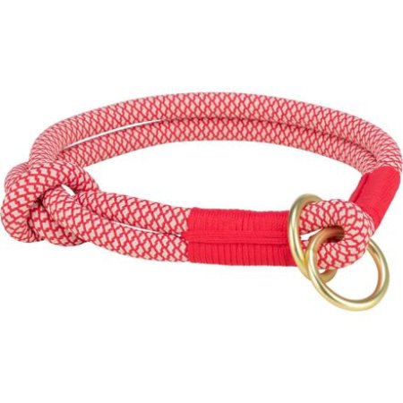 Soft Rope kulatý polostahovací obojek, červená/krémová 55 cm/ 10 mm