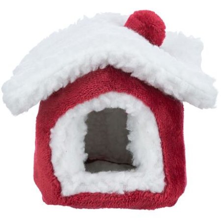 Trixie Xmas Cuddly CAVE - plyšový domek pro osmáka 23 x 18 x 24 cm, červená/bílá