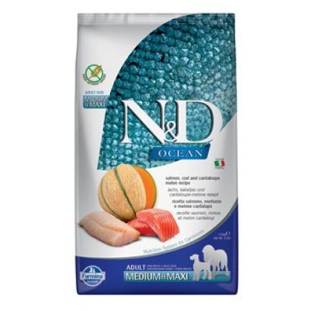 N&D OCEAN DOG Adult M/L Salmon & Cod & Melon 2,5kg (EXPIRACE 02/2024)